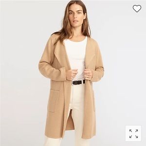 J Crew Juliette Collarless Sweater-Blazer Khaki Tan Color